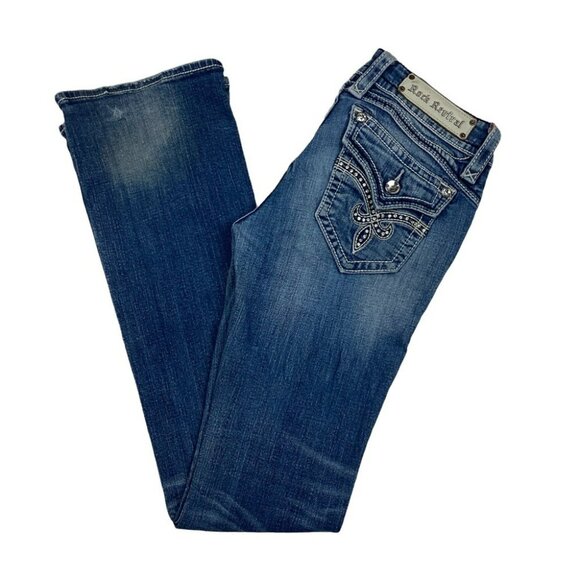Rock Revival Jasmine Boot Cut Denim Jeans With Bling Pocket Embellishments - Picture 7 of 13